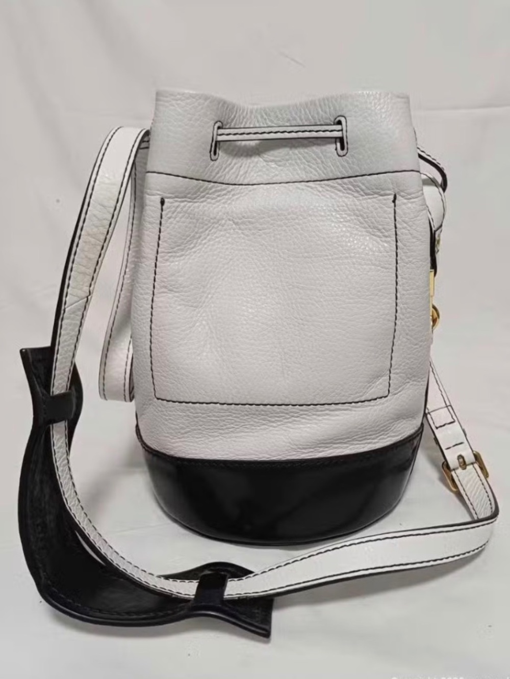 🤩 Kenzo Black & White Leather Bucket Shoulder Handbag